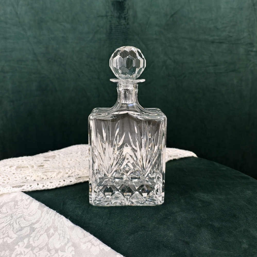 Vintage Faceted Crystal Glass Decanter